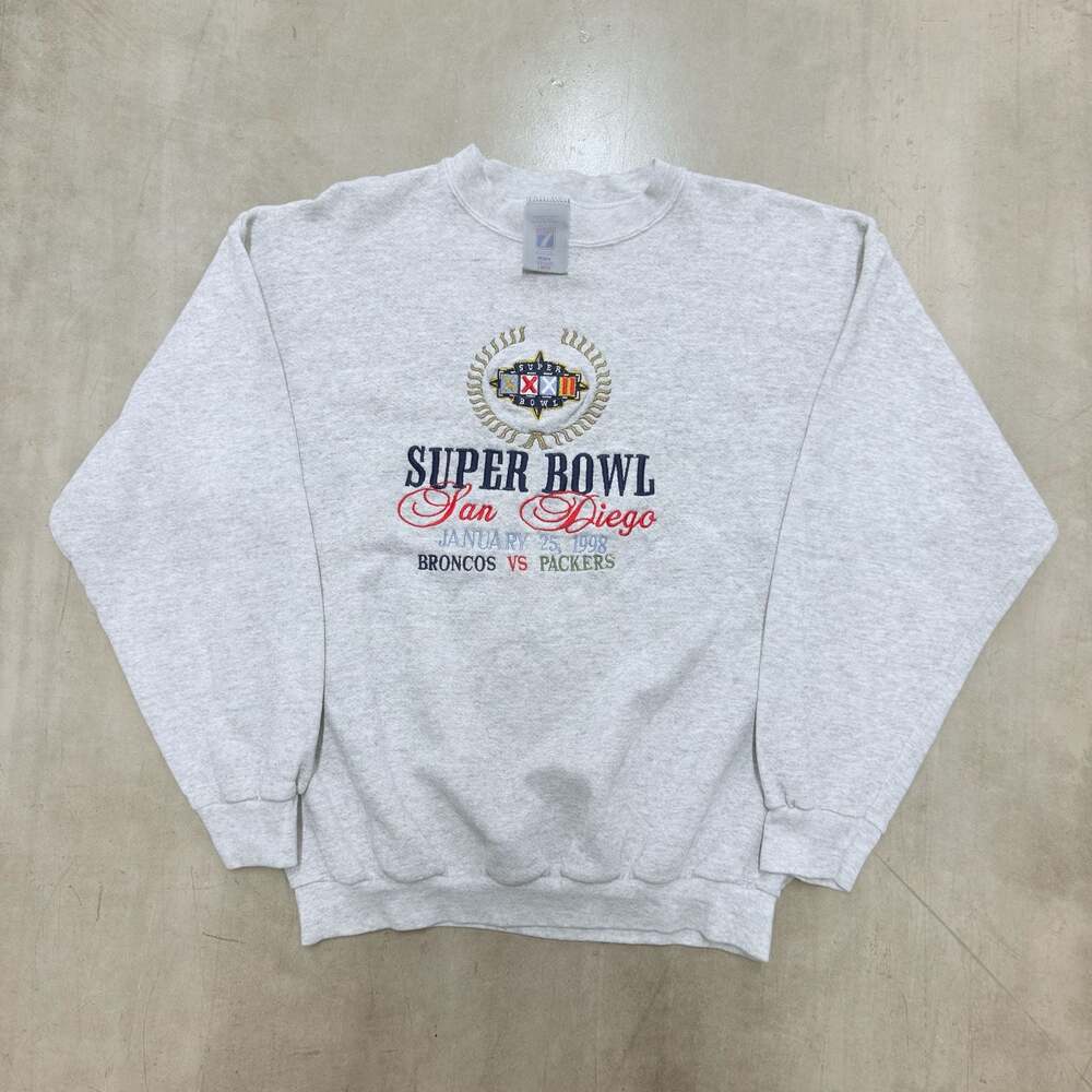 Vintage 1998 Super Bowl XXXII San Diego Broncos vs Packers Crewneck Sweatshirt